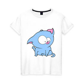 Женская футболка хлопок с принтом Милый котяра. , 100% хлопок | прямой крой, круглый вырез горловины, длина до линии бедер, слегка спущенное плечо | животные | звери | котенок | котик | котяра | кошак