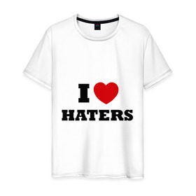 Мужская футболка хлопок с принтом I Love Haters , 100% хлопок | прямой крой, круглый вырез горловины, длина до линии бедер, слегка спущенное плечо. | Тематика изображения на принте: я люблю хейтеров