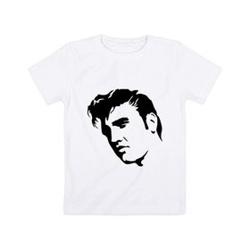 Детская футболка хлопок с принтом Элвис Пресли. (Elvis Presley) , 100% хлопок | круглый вырез горловины, полуприлегающий силуэт, длина до линии бедер | Тематика изображения на принте: rocknroll | лицо | музыка | певец | ретро | рок н ролл