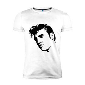 Мужская футболка премиум с принтом Элвис Пресли. (Elvis Presley) , 92% хлопок, 8% лайкра | приталенный силуэт, круглый вырез ворота, длина до линии бедра, короткий рукав | rocknroll | лицо | музыка | певец | ретро | рок н ролл