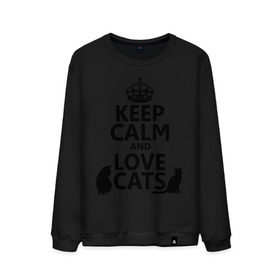 Мужской свитшот хлопок с принтом Keep calm and love cats. , 100% хлопок |  | Тематика изображения на принте: keep calm | keep calm and love cats | сохраняйте спокойствие