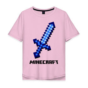 Мужская футболка хлопок Oversize с принтом Меч minecraft , 100% хлопок | свободный крой, круглый ворот, “спинка” длиннее передней части | Тематика изображения на принте: boom | minecraft | игры | компьютерные игры | майнкрафт