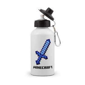 Бутылка спортивная с принтом Меч minecraft , металл | емкость — 500 мл, в комплекте две пластиковые крышки и карабин для крепления | boom | minecraft | игры | компьютерные игры | майнкрафт