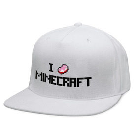 Кепка снепбек с прямым козырьком с принтом I love minecraft , хлопок 100% |  | boom | i love minecraft | minecraft | игры | компьютерные игры | майнкрафт | я люблю майнкрафт