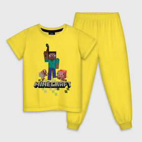 Детская пижама хлопок с принтом Шахтёрское ремесло , 100% хлопок |  брюки и футболка прямого кроя, без карманов, на брюках мягкая резинка на поясе и по низу штанин
 | Тематика изображения на принте: boom | minecraft | игры | компьютерные игры | майнкрафт