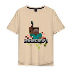 Мужская футболка хлопок Oversize с принтом Шахтёр minecraft , 100% хлопок | свободный крой, круглый ворот, “спинка” длиннее передней части | boom | minecraft | игры | компьютерные игры | майнкрафт