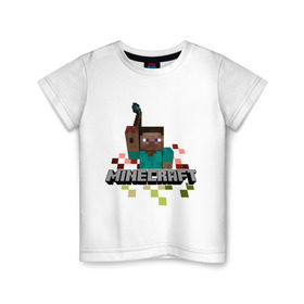 Детская футболка хлопок с принтом Шахтёр minecraft , 100% хлопок | круглый вырез горловины, полуприлегающий силуэт, длина до линии бедер | boom | minecraft | игры | компьютерные игры | майнкрафт