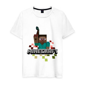 Мужская футболка хлопок с принтом Шахтёр minecraft , 100% хлопок | прямой крой, круглый вырез горловины, длина до линии бедер, слегка спущенное плечо. | boom | minecraft | игры | компьютерные игры | майнкрафт