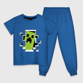 Детская пижама хлопок с принтом Crash Minecraft , 100% хлопок |  брюки и футболка прямого кроя, без карманов, на брюках мягкая резинка на поясе и по низу штанин
 | boom | media | minecraft | игры | компьютерные игры | майнкрафт