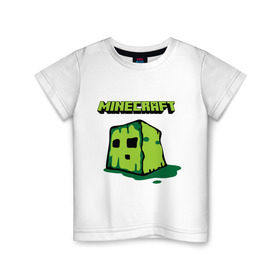 Детская футболка хлопок с принтом Creeper , 100% хлопок | круглый вырез горловины, полуприлегающий силуэт, длина до линии бедер | boom | minecraft | игры | компьютерные игры | майнкрафт