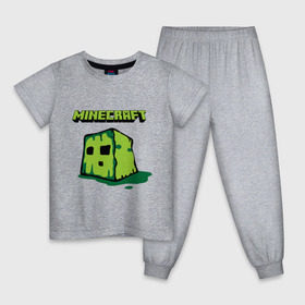 Детская пижама хлопок с принтом Creeper , 100% хлопок |  брюки и футболка прямого кроя, без карманов, на брюках мягкая резинка на поясе и по низу штанин
 | boom | minecraft | игры | компьютерные игры | майнкрафт