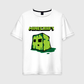 Женская футболка хлопок Oversize с принтом Creeper , 100% хлопок | свободный крой, круглый ворот, спущенный рукав, длина до линии бедер
 | boom | minecraft | игры | компьютерные игры | майнкрафт
