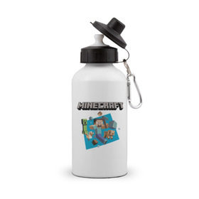 Бутылка спортивная с принтом Heroes of Minecraft , металл | емкость — 500 мл, в комплекте две пластиковые крышки и карабин для крепления | Тематика изображения на принте: boom | minecraft | игры | компьютерные игры | майнкрафт
