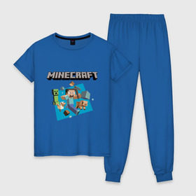 Женская пижама хлопок с принтом Heroes of Minecraft , 100% хлопок | брюки и футболка прямого кроя, без карманов, на брюках мягкая резинка на поясе и по низу штанин | boom | minecraft | игры | компьютерные игры | майнкрафт