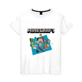Женская футболка хлопок с принтом Heroes of Minecraft , 100% хлопок | прямой крой, круглый вырез горловины, длина до линии бедер, слегка спущенное плечо | boom | minecraft | игры | компьютерные игры | майнкрафт