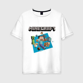 Женская футболка хлопок Oversize с принтом Heroes of Minecraft , 100% хлопок | свободный крой, круглый ворот, спущенный рукав, длина до линии бедер
 | boom | minecraft | игры | компьютерные игры | майнкрафт