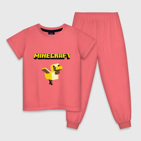 Детская пижама хлопок с принтом Minecraft duck , 100% хлопок |  брюки и футболка прямого кроя, без карманов, на брюках мягкая резинка на поясе и по низу штанин
 | boom | minecraft | игры | компьютерные игры | майнкрафт