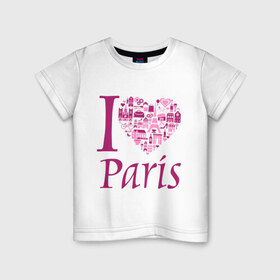 Детская футболка хлопок с принтом люблю Париж , 100% хлопок | круглый вырез горловины, полуприлегающий силуэт, длина до линии бедер | Тематика изображения на принте: i love paris | i paris | люблю париж | я люблю париж