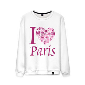 Мужской свитшот хлопок с принтом люблю Париж , 100% хлопок |  | i love paris | i paris | люблю париж | я люблю париж