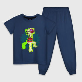 Детская пижама хлопок с принтом The creeper , 100% хлопок |  брюки и футболка прямого кроя, без карманов, на брюках мягкая резинка на поясе и по низу штанин
 | крипер