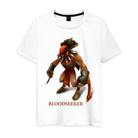 Мужская футболка хлопок с принтом Bloodseeker , 100% хлопок | прямой крой, круглый вырез горловины, длина до линии бедер, слегка спущенное плечо. | Тематика изображения на принте: bloodseeker | dota | dota 2 | дота | дота 2 | игры | компьютерные игры