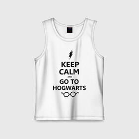 Детская майка хлопок с принтом Keep calm and go to hogwarts. ,  |  | Тематика изображения на принте: keep calm | сохраняйте спокойствие