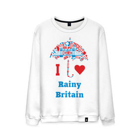 Мужской свитшот хлопок с принтом я люблю Британию , 100% хлопок |  | Тематика изображения на принте: i love rainy britain | rainy britain | зонт | зонтик | я люблю британию