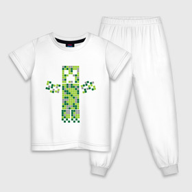 Детская пижама хлопок с принтом Creeper hugs , 100% хлопок |  брюки и футболка прямого кроя, без карманов, на брюках мягкая резинка на поясе и по низу штанин
 | creeper | minecraft | игры | компьютерные игры