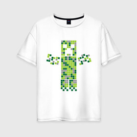 Женская футболка хлопок Oversize с принтом Creeper hugs , 100% хлопок | свободный крой, круглый ворот, спущенный рукав, длина до линии бедер
 | creeper | minecraft | игры | компьютерные игры
