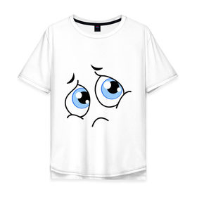 Мужская футболка хлопок Oversize с принтом Смайл (ангельские глазки) , 100% хлопок | свободный крой, круглый ворот, “спинка” длиннее передней части | smile | глазки | позитив | смайл | смайлик