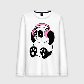 Мужской лонгслив хлопок с принтом Panda in headphones (панда в наушниках) , 100% хлопок |  | Тематика изображения на принте: панда