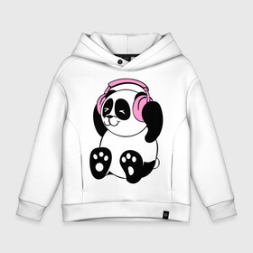 Детское худи Oversize хлопок с принтом Panda in headphones (панда в наушниках) , френч-терри — 70% хлопок, 30% полиэстер. Мягкий теплый начес внутри —100% хлопок | боковые карманы, эластичные манжеты и нижняя кромка, капюшон на магнитной кнопке | панда