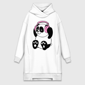 Платье-худи хлопок с принтом Panda in headphones (панда в наушниках) ,  |  | панда