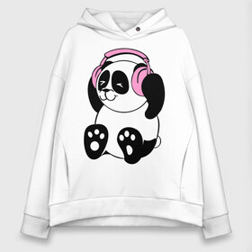 Женское худи Oversize хлопок с принтом Panda in headphones (панда в наушниках) , френч-терри — 70% хлопок, 30% полиэстер. Мягкий теплый начес внутри —100% хлопок | боковые карманы, эластичные манжеты и нижняя кромка, капюшон на магнитной кнопке | панда