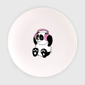 Тарелка 3D с принтом Panda in headphones (панда в наушниках) , фарфор | диаметр - 210 мм
диаметр для нанесения принта - 120 мм | панда
