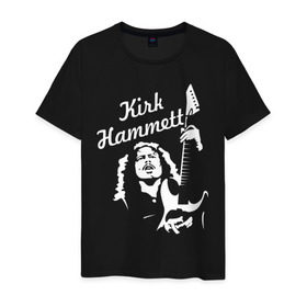 Мужская футболка хлопок с принтом Kirk Hammett (Metallica) , 100% хлопок | прямой крой, круглый вырез горловины, длина до линии бедер, слегка спущенное плечо. | металлика