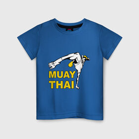 Детская футболка хлопок с принтом Muay thai (Тайский бокс) , 100% хлопок | круглый вырез горловины, полуприлегающий силуэт, длина до линии бедер | Тематика изображения на принте: муай тай