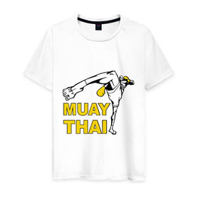 Мужская футболка хлопок с принтом Muay thai (Тайский бокс) , 100% хлопок | прямой крой, круглый вырез горловины, длина до линии бедер, слегка спущенное плечо. | Тематика изображения на принте: муай тай