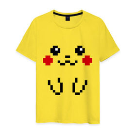 Мужская футболка хлопок с принтом Bit Pikachu , 100% хлопок | прямой крой, круглый вырез горловины, длина до линии бедер, слегка спущенное плечо. | 8 бит | pockemon | пикачу. покемоны | пиксели | покемон