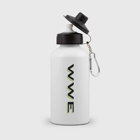 Бутылка спортивная с принтом WWE - вертикаль , металл | емкость — 500 мл, в комплекте две пластиковые крышки и карабин для крепления | джон сина