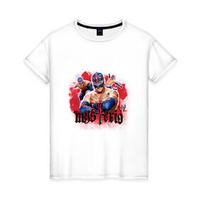 Женская футболка хлопок с принтом WWE Mysterio , 100% хлопок | прямой крой, круглый вырез горловины, длина до линии бедер, слегка спущенное плечо | джон сина