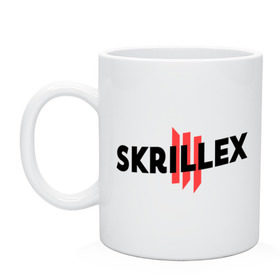 Кружка с принтом Skrillex logo 2 , керамика | объем — 330 мл, диаметр — 80 мм. Принт наносится на бока кружки, можно сделать два разных изображения | dub step | dubstep | skrilex | skrillex | даб степ | дабстеп | ди джей | диджей | музыка | скриллекс