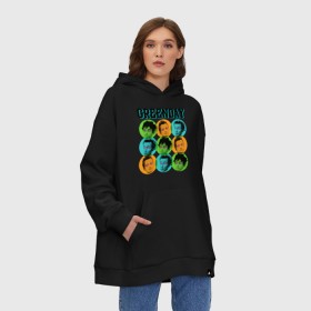 Худи SuperOversize хлопок с принтом Green Day all , 70% хлопок, 30% полиэстер, мягкий начес внутри | карман-кенгуру, эластичная резинка на манжетах и по нижней кромке, двухслойный капюшон
 | green day | rock | грин дэй | лица | музыка | рок группа | солист | участники