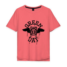 Мужская футболка хлопок Oversize с принтом Green day class of 13 , 100% хлопок | свободный крой, круглый ворот, “спинка” длиннее передней части | green day | rock | грин дэй | музыка | подкова | рок группа