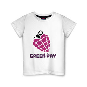 Детская футболка хлопок с принтом Green day is love , 100% хлопок | круглый вырез горловины, полуприлегающий силуэт, длина до линии бедер | billie joe armstrong | green day | green day t shirt | rock | билли джо армстронг | граната | грин дэй | любовь | музыка | рок группа | рука | сердце