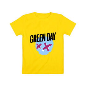 Детская футболка хлопок с принтом Green day skull , 100% хлопок | круглый вырез горловины, полуприлегающий силуэт, длина до линии бедер | Тематика изображения на принте: green day | rock | грин дэй | музыка | рок группа