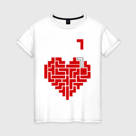 Женская футболка хлопок с принтом Heart tetris сердце тетрис , 100% хлопок | прямой крой, круглый вырез горловины, длина до линии бедер, слегка спущенное плечо | heart tetris сердце тетрис | сердечко | сердце | тетрис сердце
