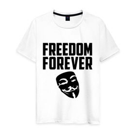 Мужская футболка хлопок с принтом Freedom forever , 100% хлопок | прямой крой, круглый вырез горловины, длина до линии бедер, слегка спущенное плечо. | freedom | freedom forever | виндета | свобода на всегда