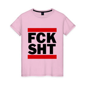 Женская футболка хлопок с принтом FCK SHT , 100% хлопок | прямой крой, круглый вырез горловины, длина до линии бедер, слегка спущенное плечо | щит