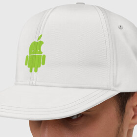 Кепка снепбек с прямым козырьком с принтом Android Applehead , хлопок 100% |  | android | apple | админам | андроид | для админов | эпл